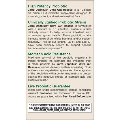 Jarro-Dophilus® Ultra Gut Rescue - 50 Billion CFU (Refrigerated)