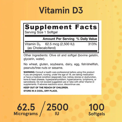 Vitamin D3 - 2500IU (2-Pack)