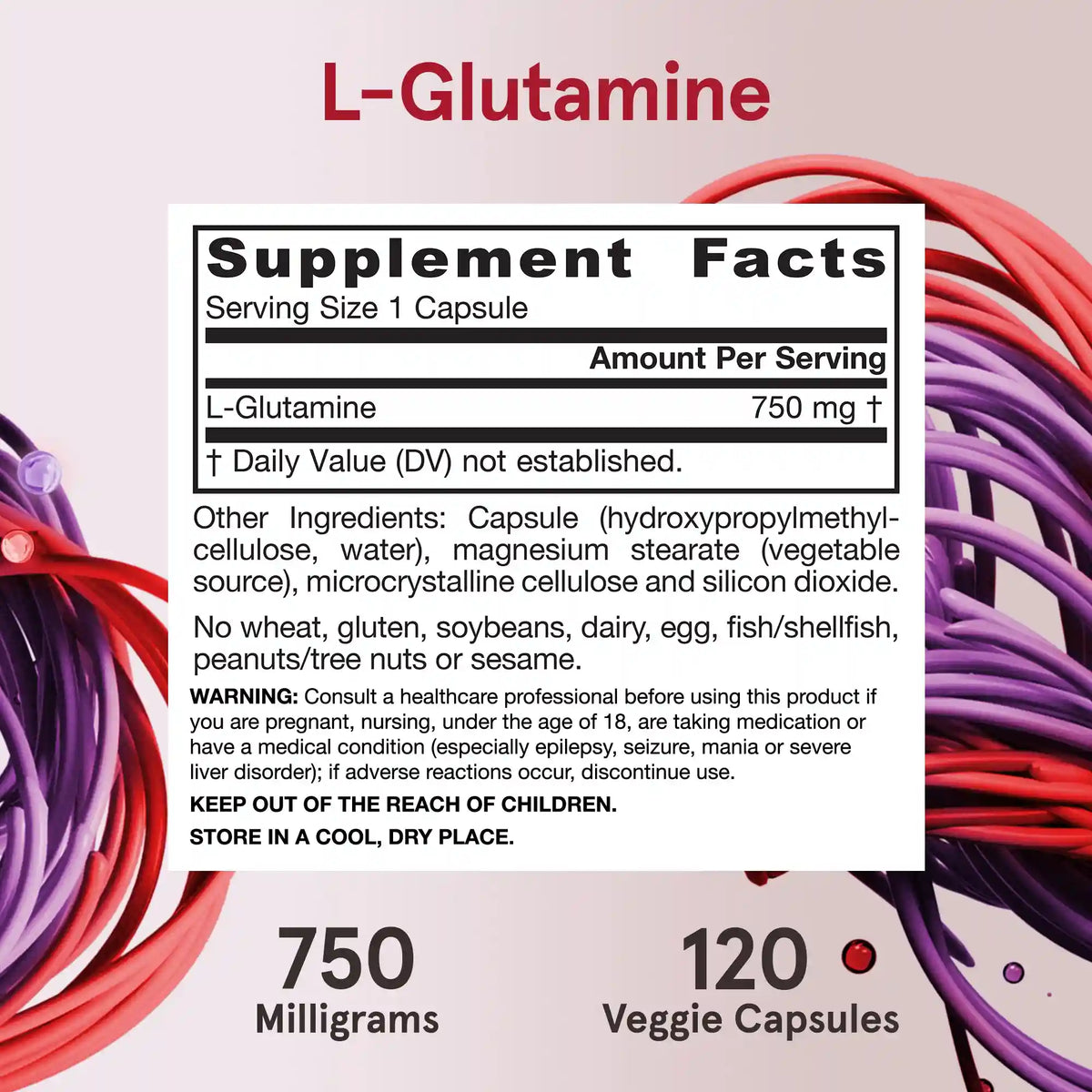 L-Glutamine - 750mg Veggie Capsules