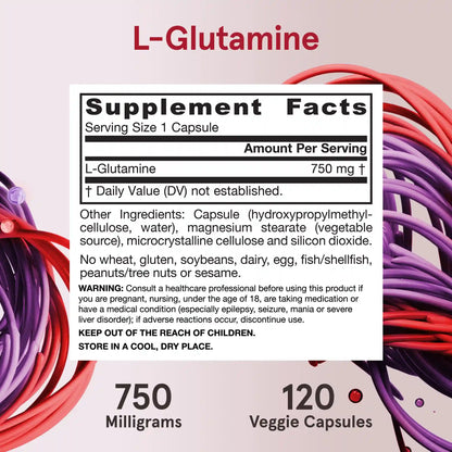 L-Glutamine - 750mg Veggie Capsules